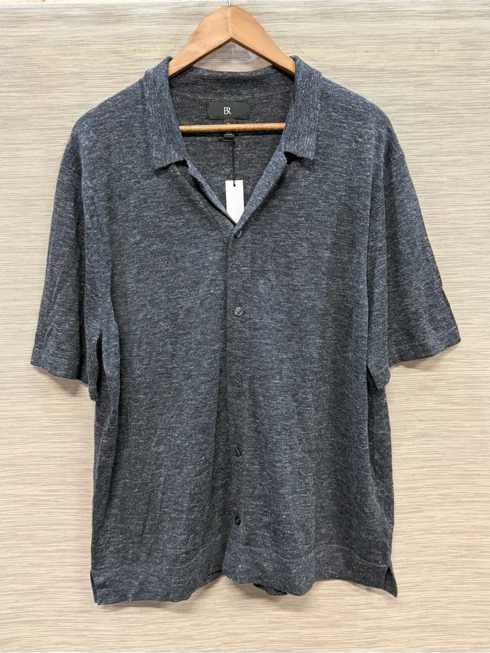Banana Republic Merino Linen Resort Shirt Heathered Gray Men’s XL TALL NEW